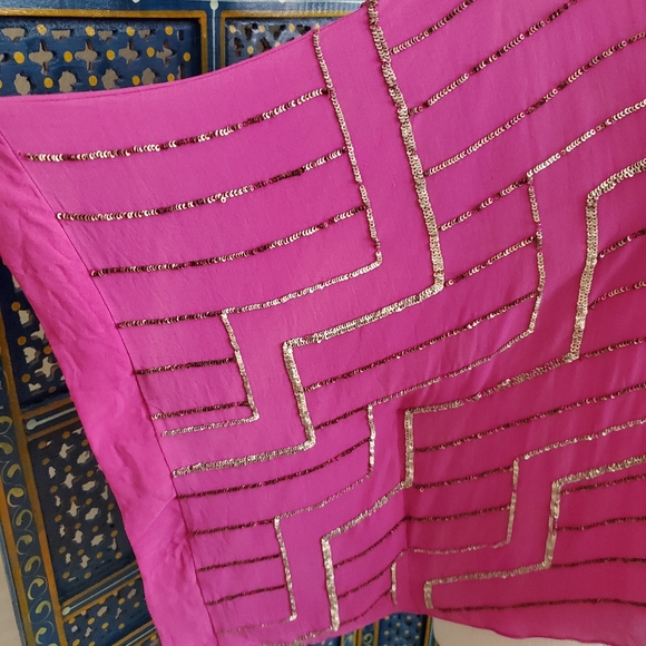 Anthropologie Parker Magenta Purple Silk Blouse Bronze Sequins Women's Size S - Picture 2 of 10